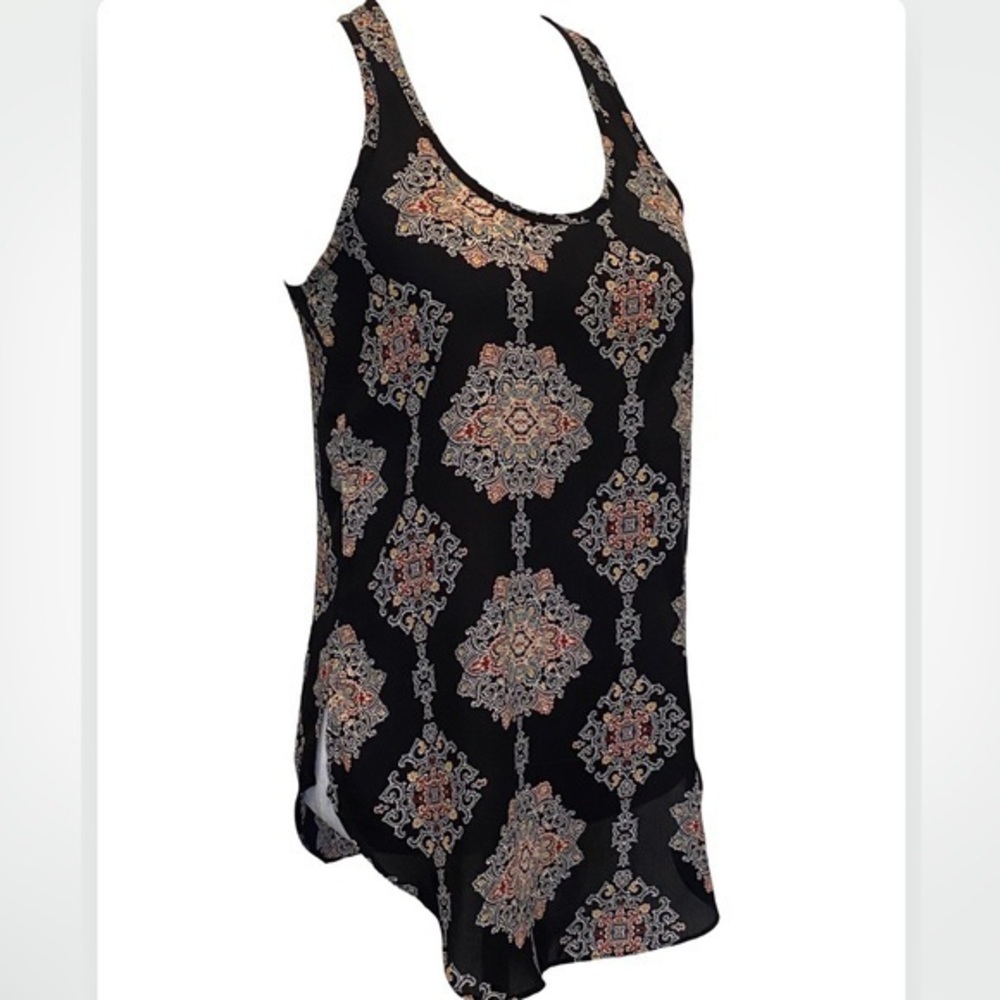 Mossimo Black Abstract Tunic Racerback Tank Top Women’s Size XS